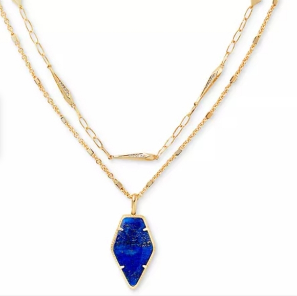 KENDRA SCOTT Gold-Tone Framed Tessa Multi-Strand Necklace Lapis Pendant
